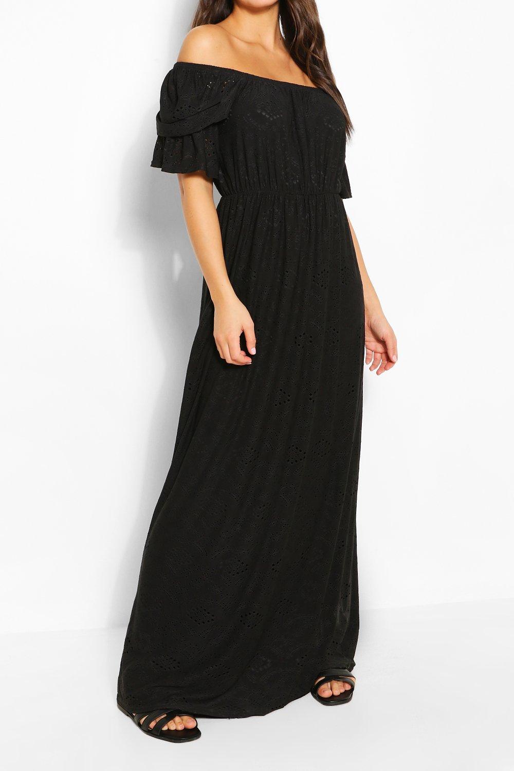 boohoo black off shoulder dress