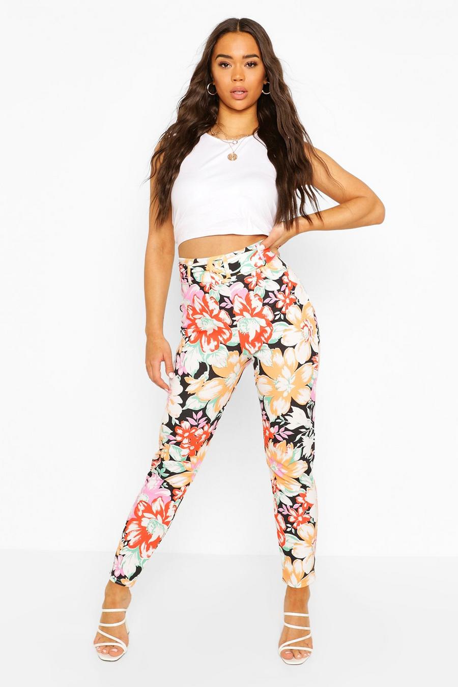 Belted Skinny Floral Trousers image number 1