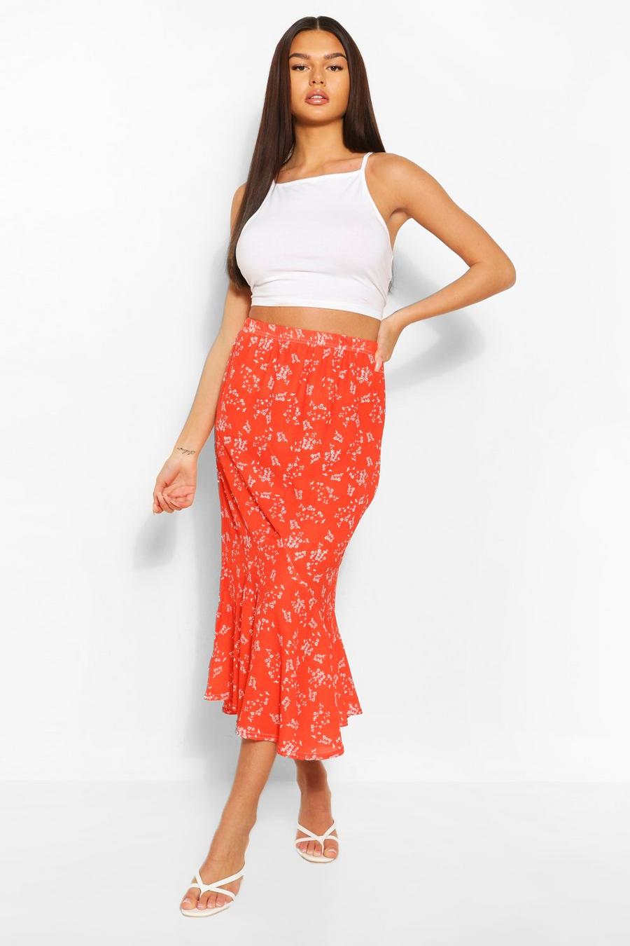 Drop Hem Floral Woven Midaxi Skirt image number 1