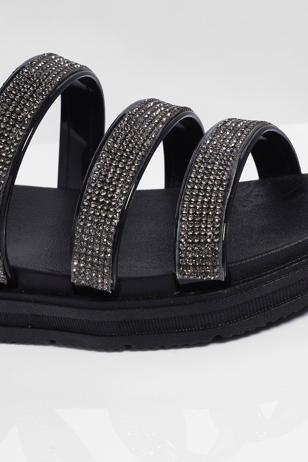 black diamante jelly sandals
