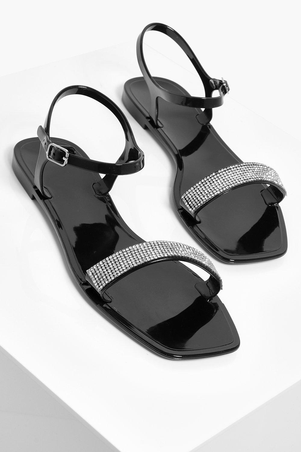 black diamante jelly sandals