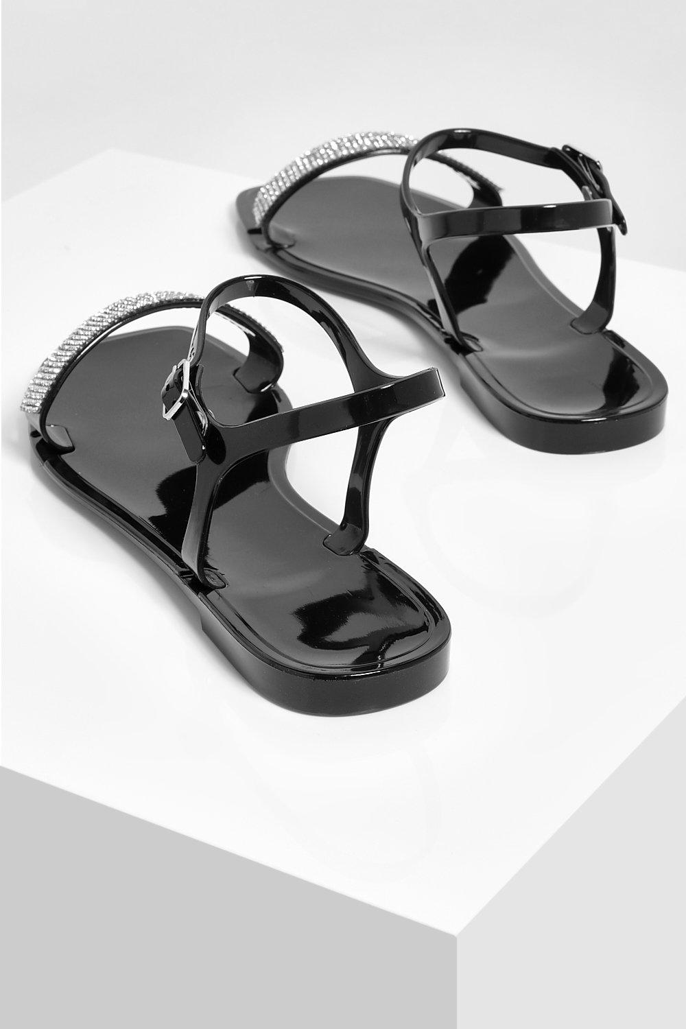 black diamante jelly sandals