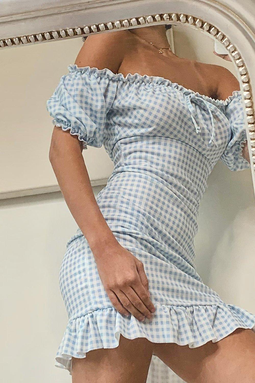 Gingham hotsell milkmaid dress