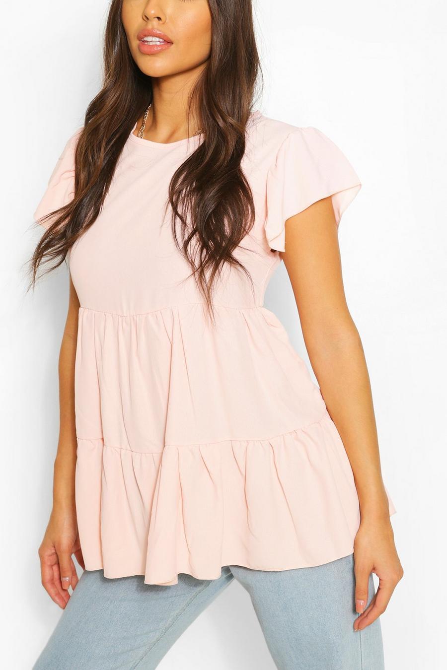 Blush Frill Sleeve Smock Top image number 1