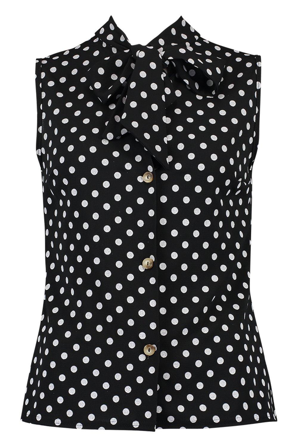 sleeveless polka dot shirt