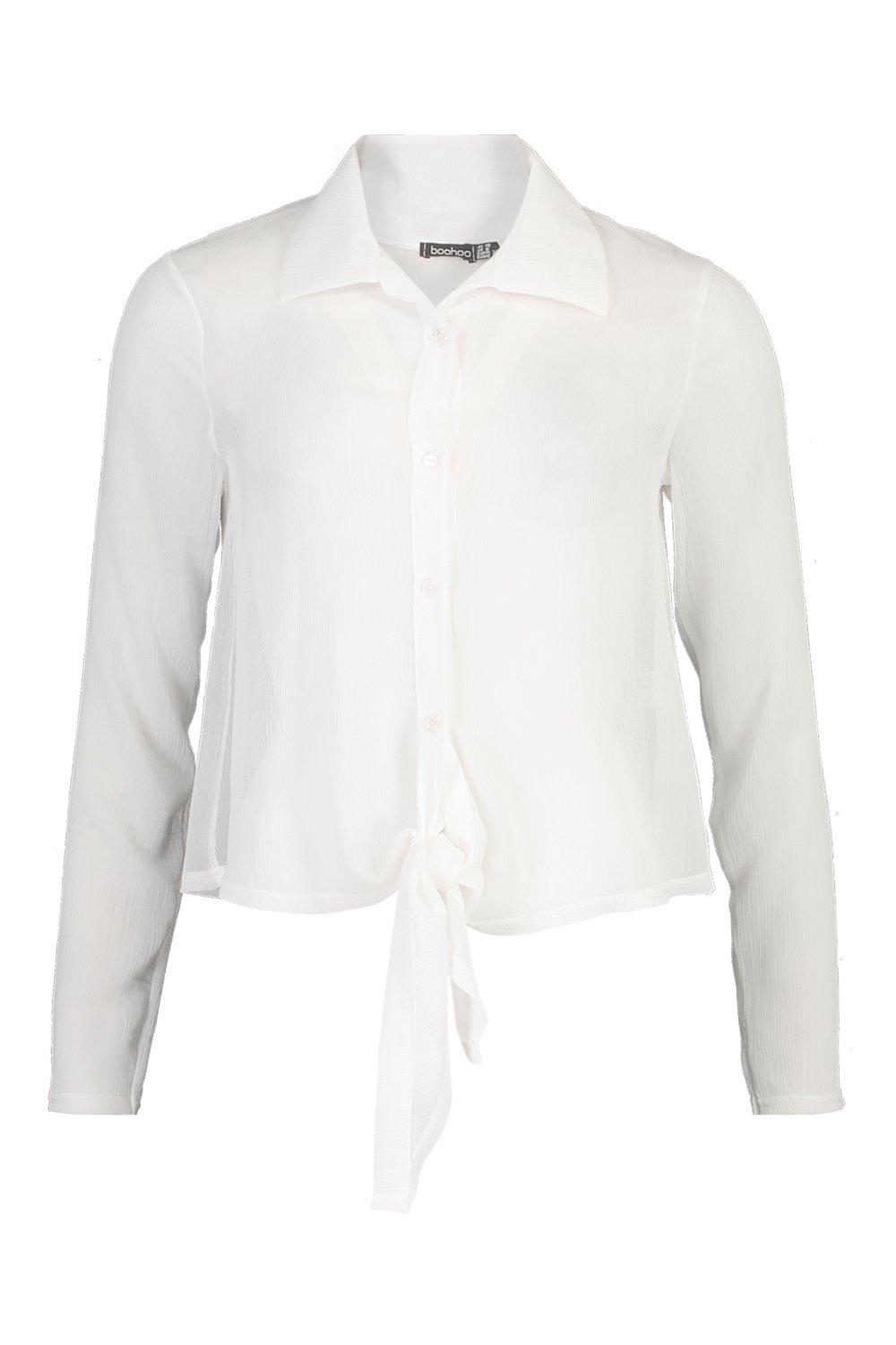 Women's White Tie-Front Shirt