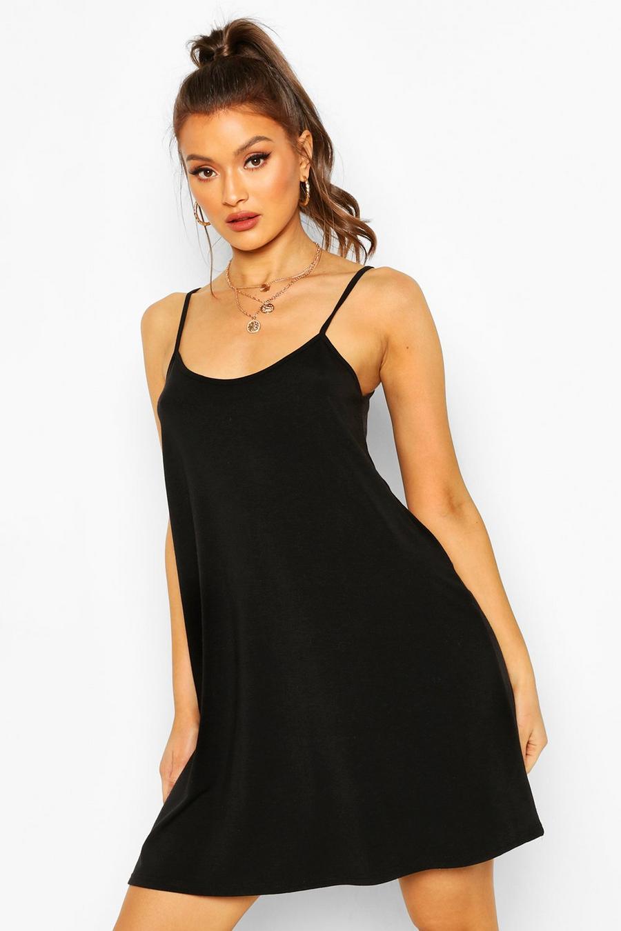 Basic Strappy Floaty Dress, Black image number 1