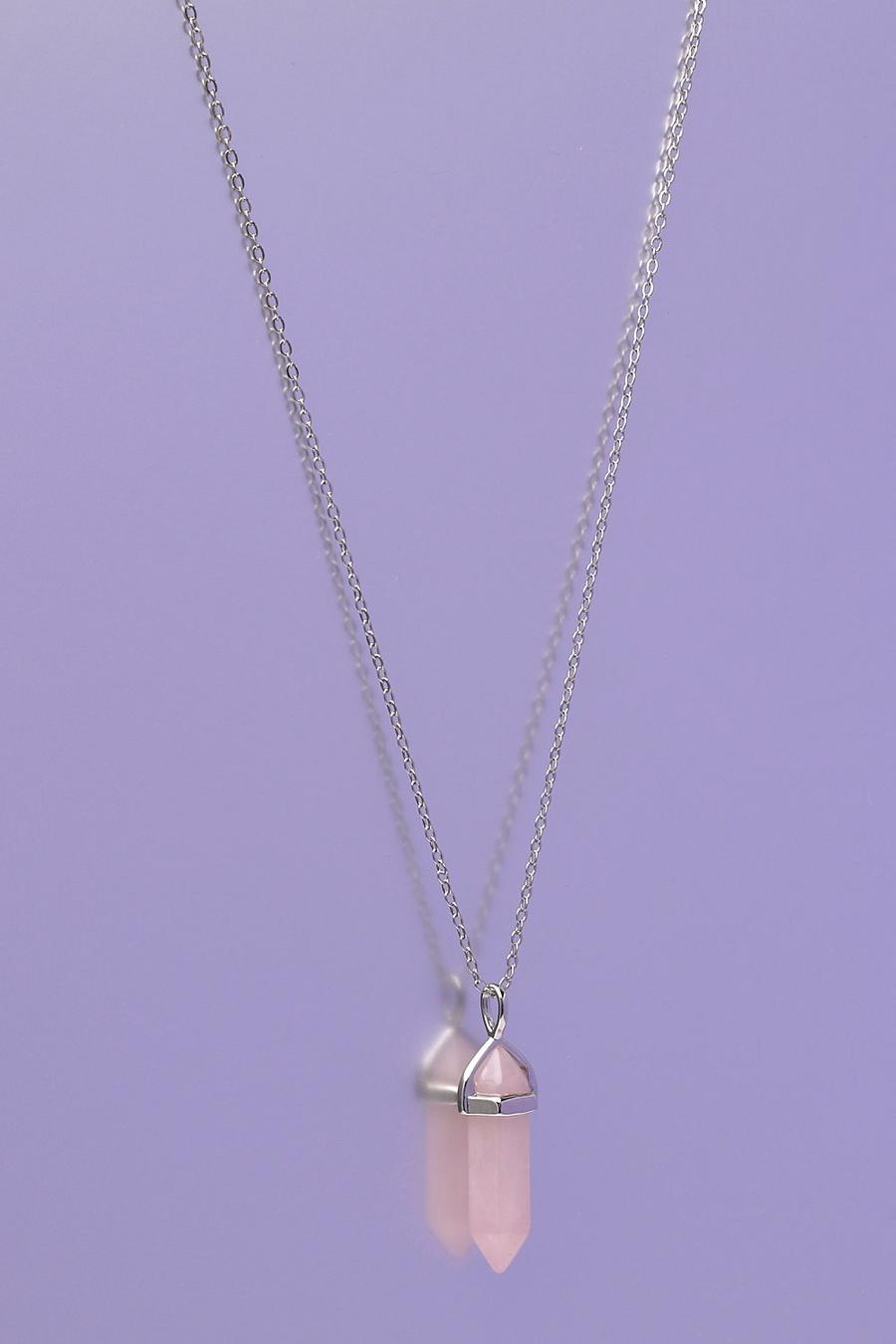 Rose Quartz Crystal Pendant Necklace image number 1