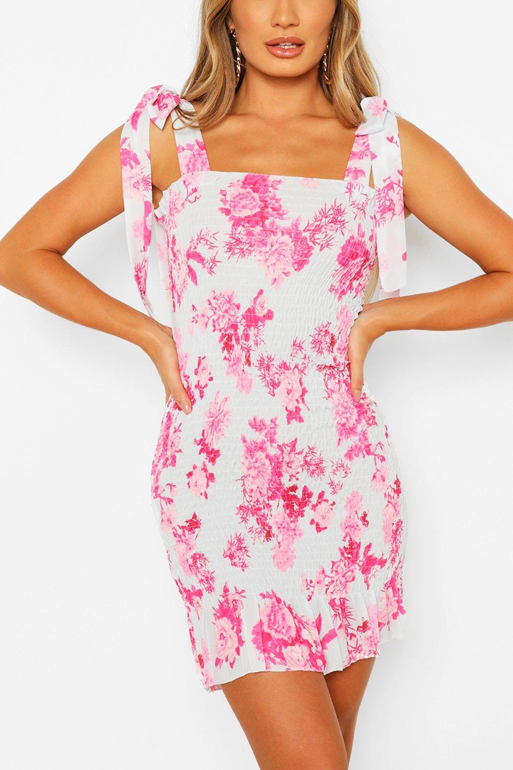 boohoo shirred dress