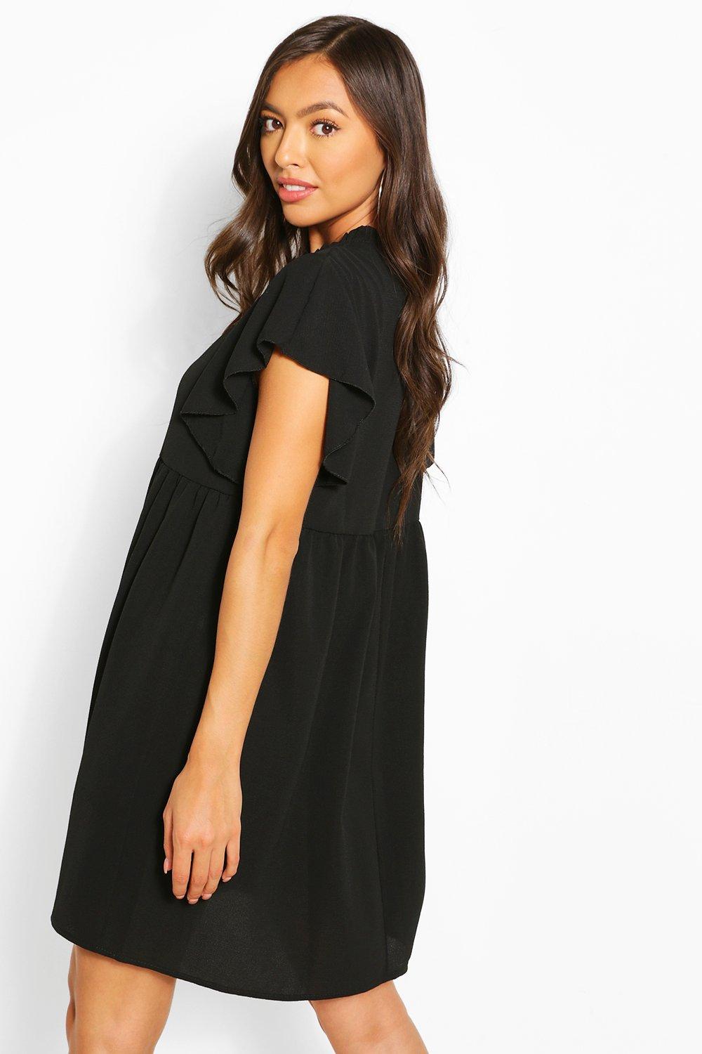 Boohoo black smock dress sales
