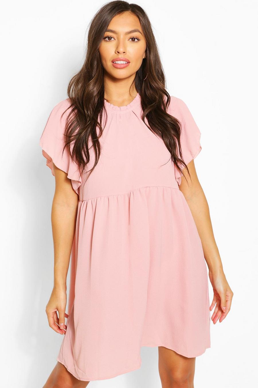 Rose Frill Sleeve And Neck Smock Dress image number 1