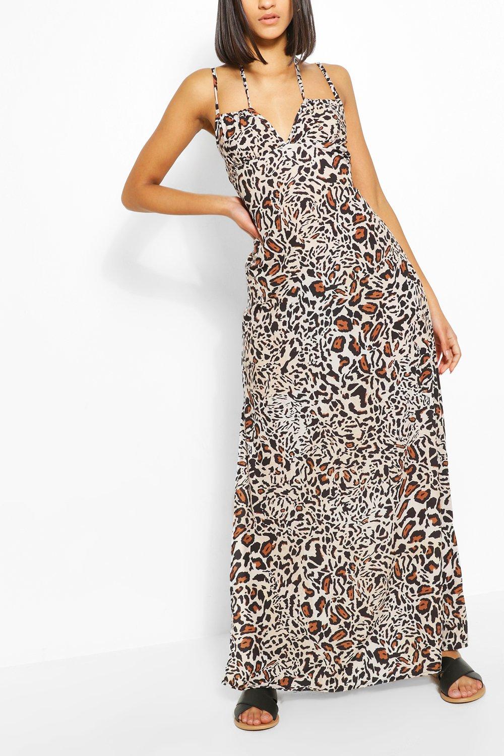 leopard print strappy dress