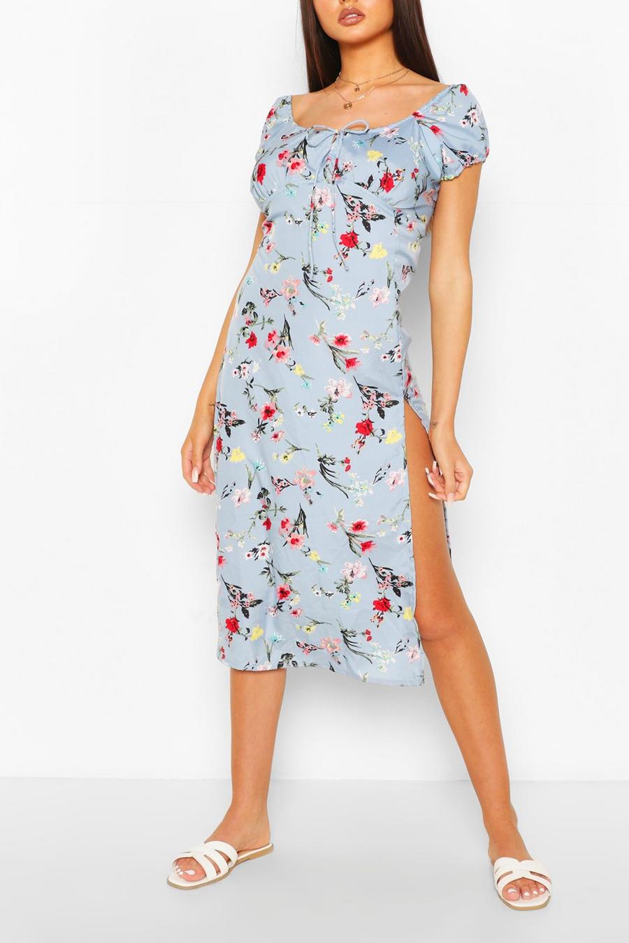 שמלה עם הדפס פרחוני עם מחשוף מרובע image number 1