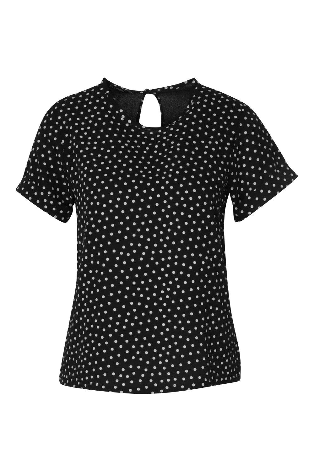 short sleeve polka dot blouse