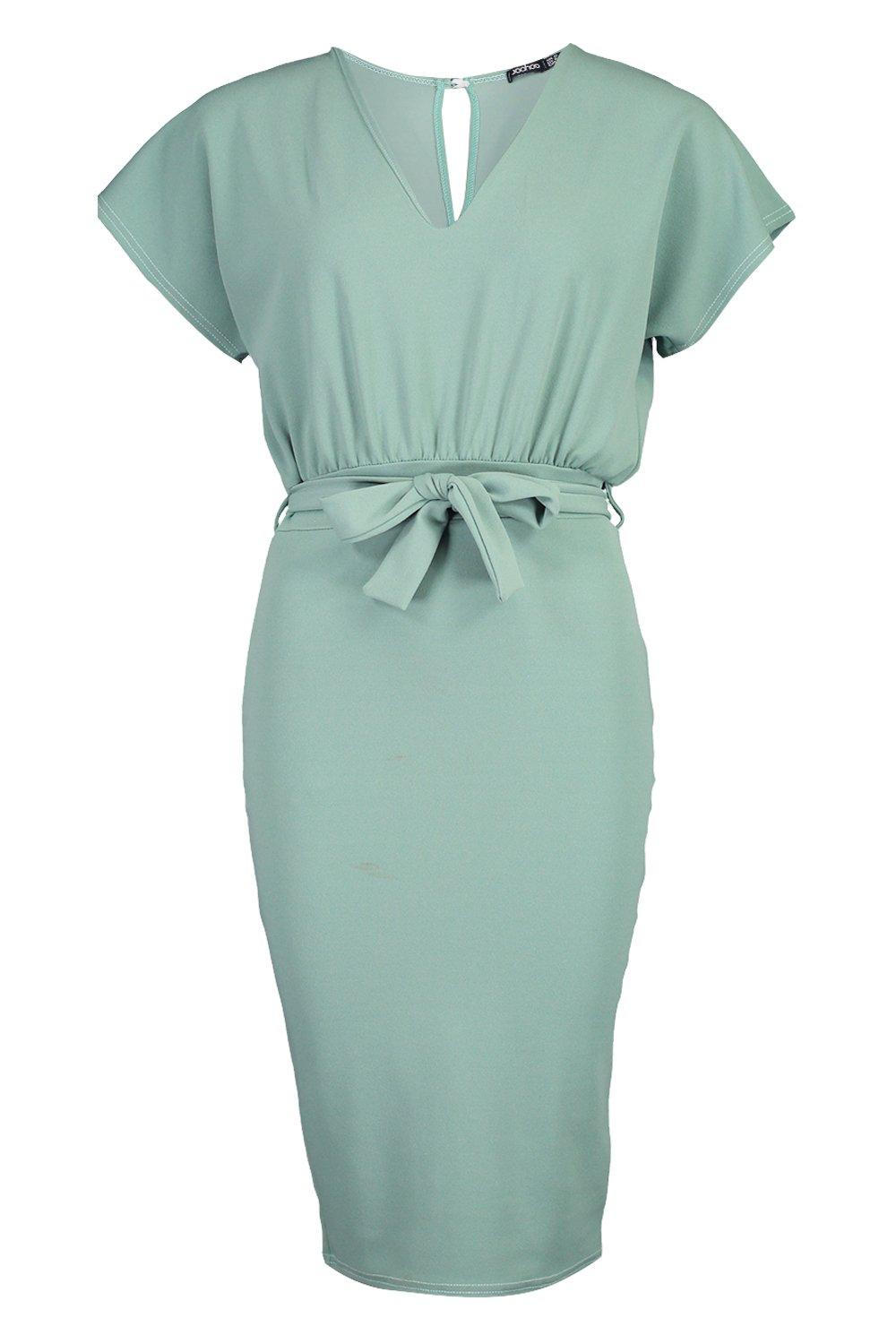 batwing belted midi dress