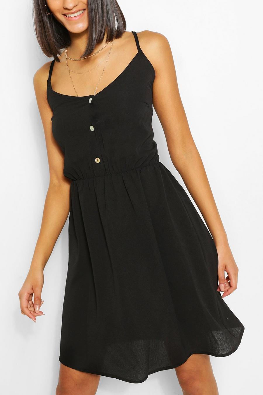 Black Strappy Button Through Maxi Dress image number 1