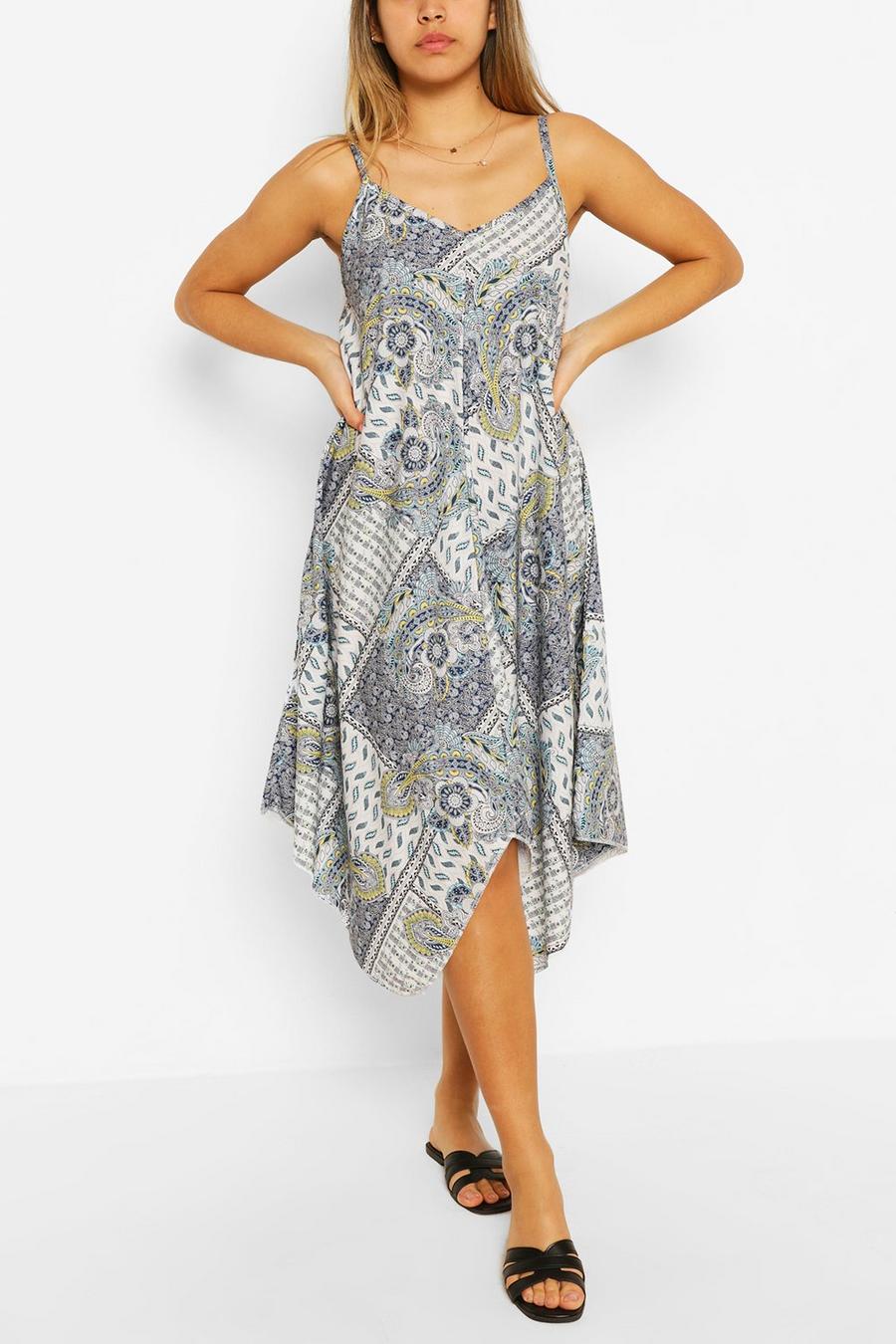 שמלה עם הדפס פייזלי ומכפלת בסגנון האנקי image number 1
