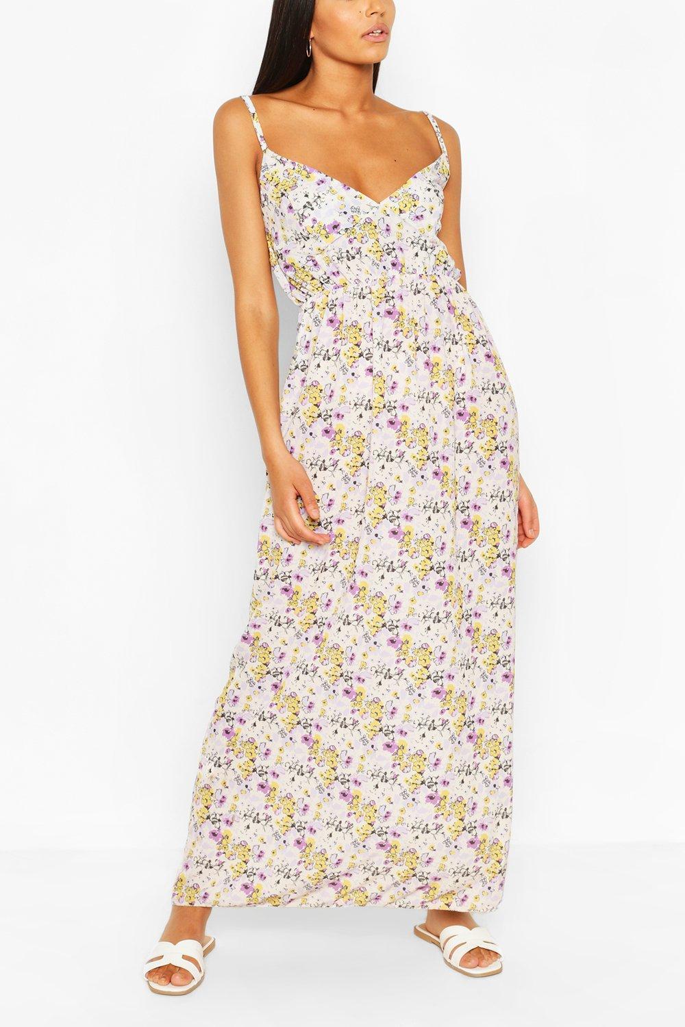 Womens Floral Strappy Maxi Dress Boohoo Uk