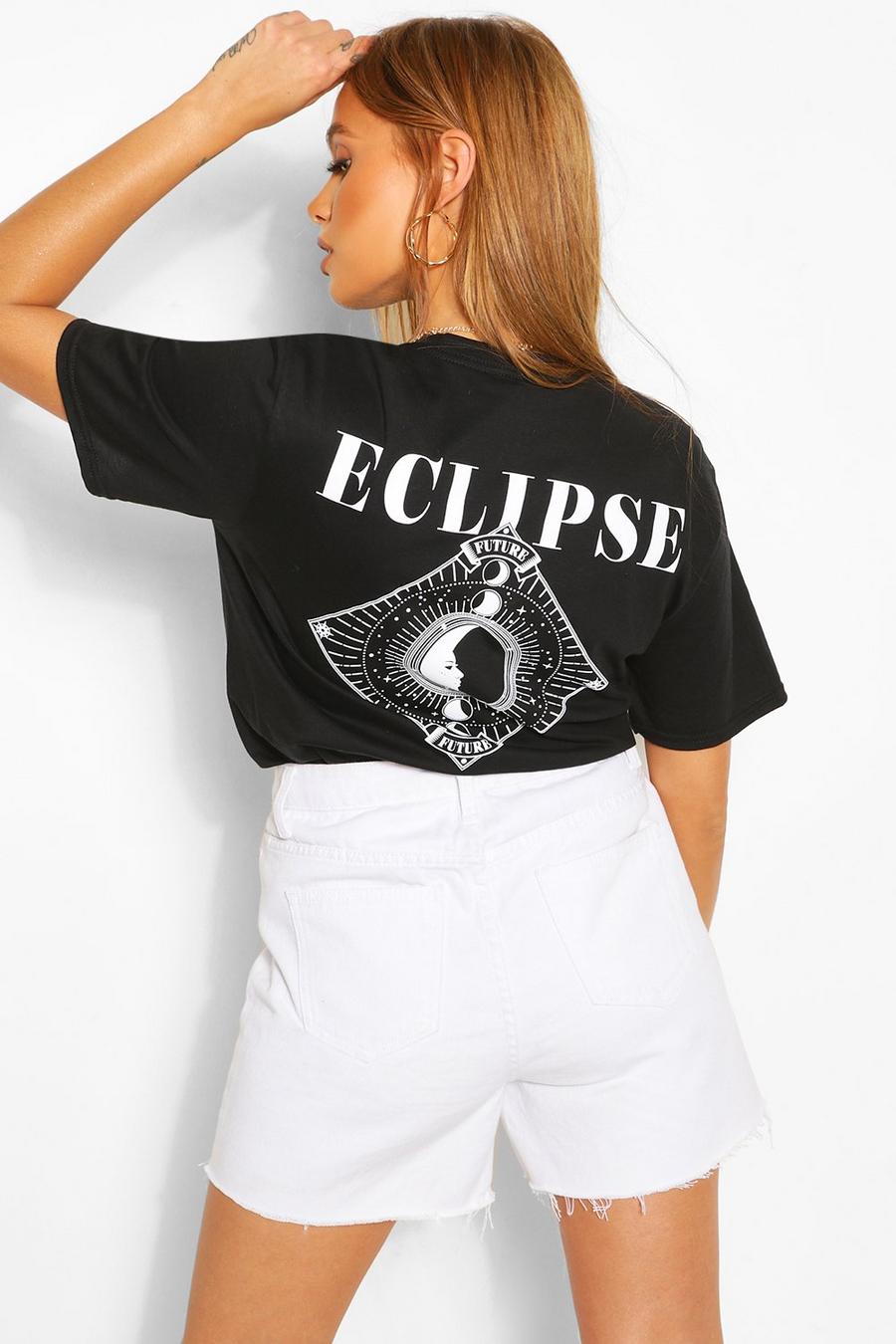 Zwart T-shirt met print van Eclipse op achterkant image number 1