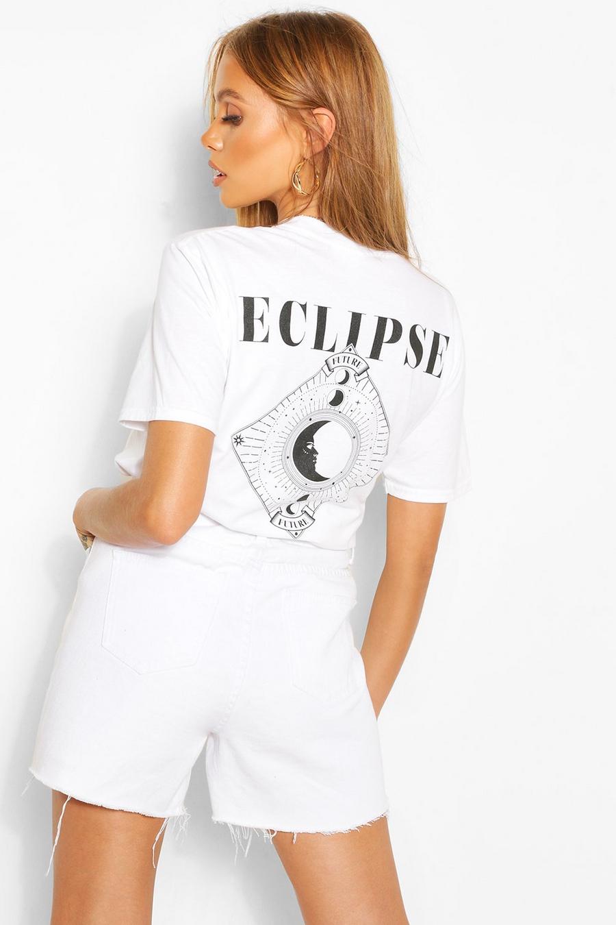 White Eclipse Back Print T-Shirt image number 1