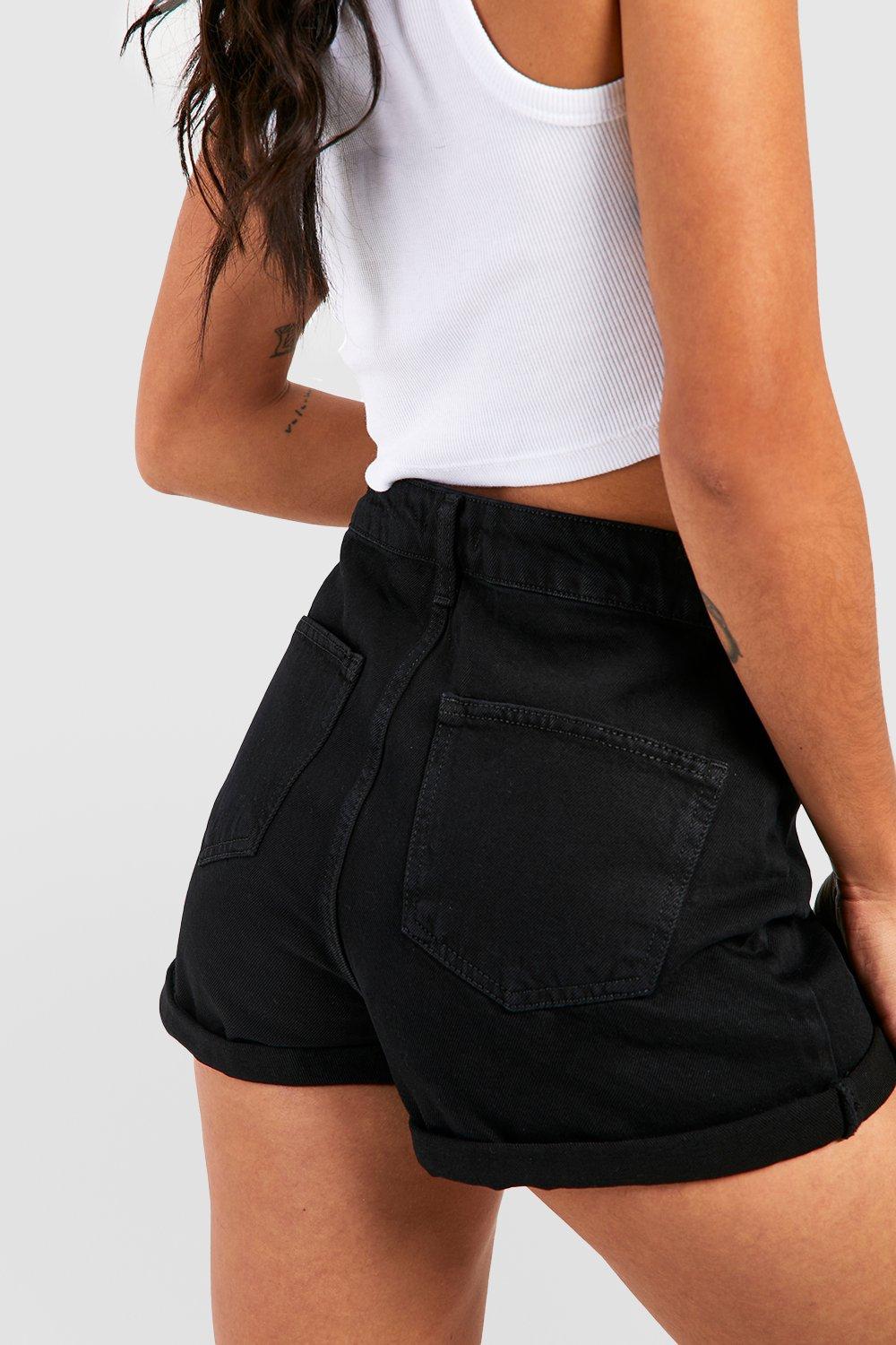 High Waist Roll Up Disco Jean Shorts