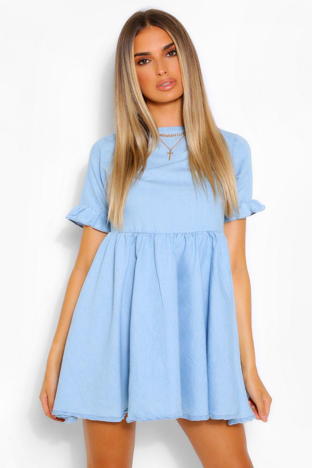 light blue smock dress