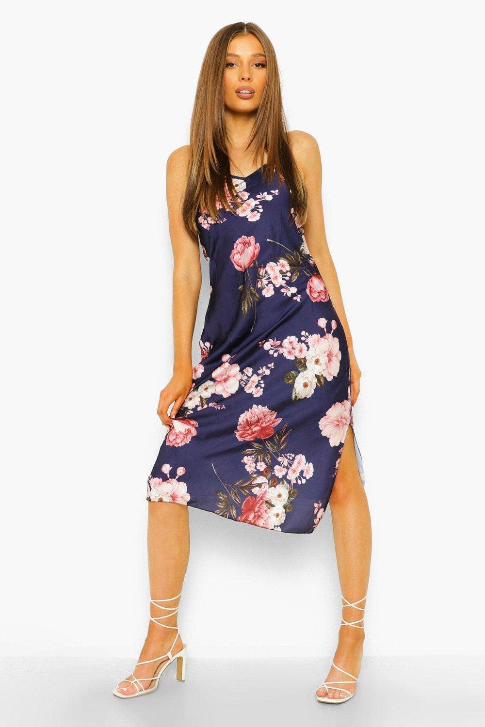 boohoo satin midi dress