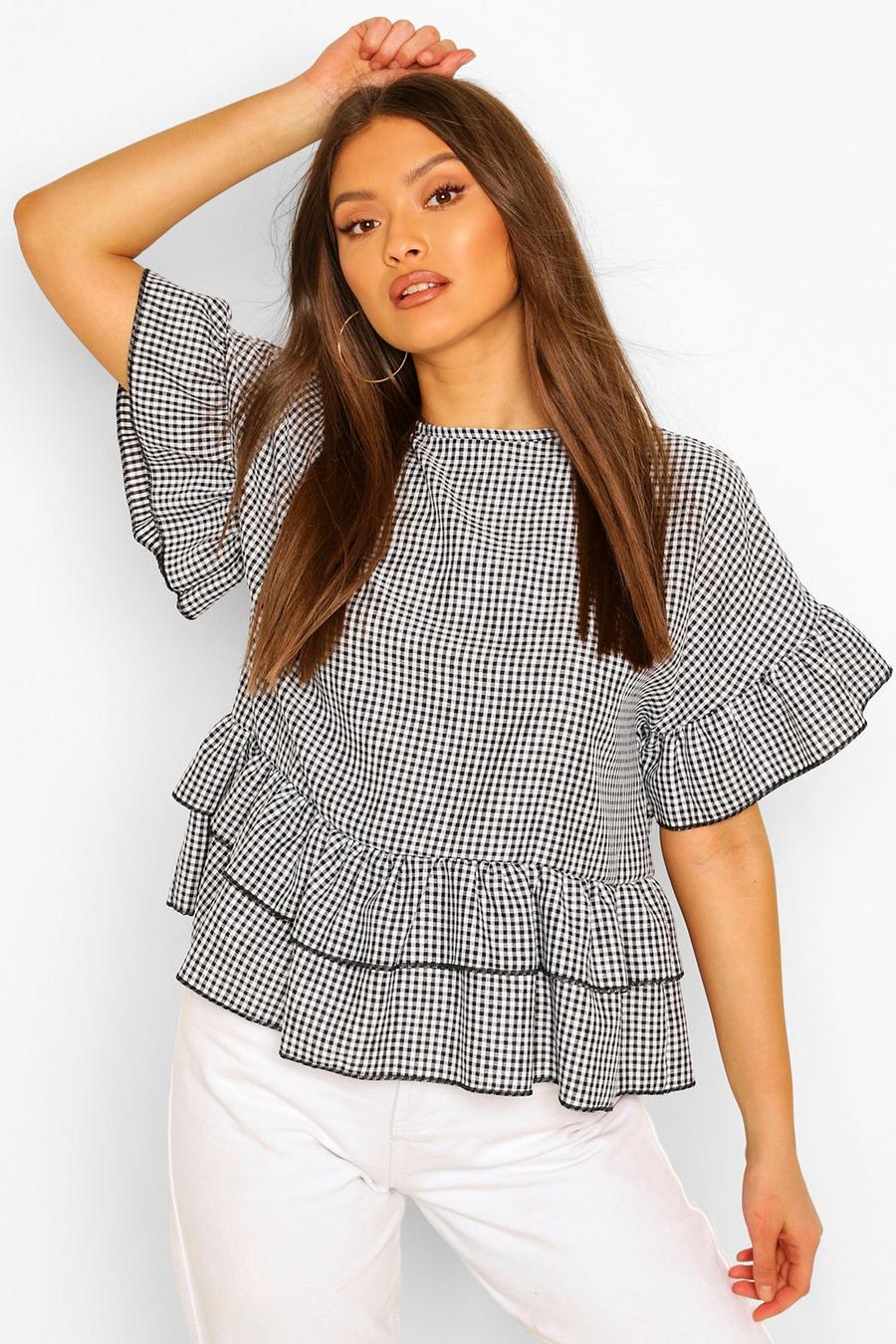 Woven Gingham Smock Top image number 1