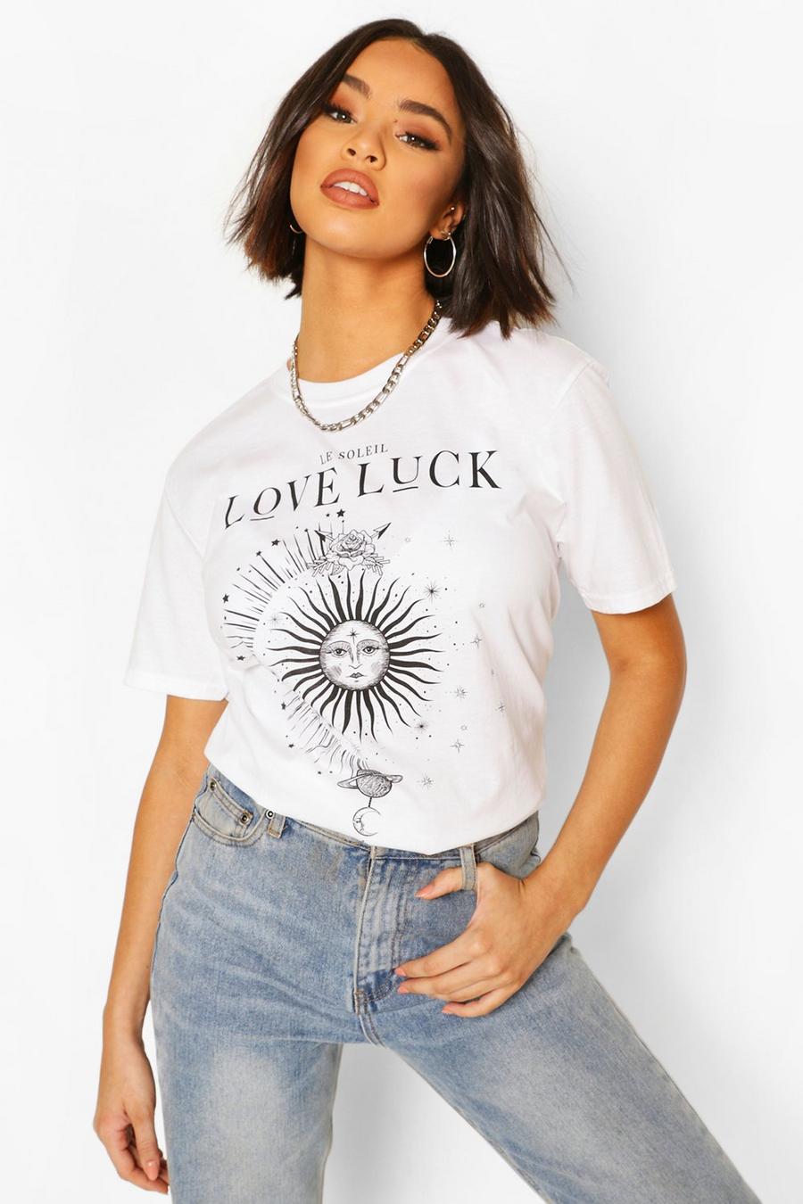 T-shirt con scritta Love Luck image number 1