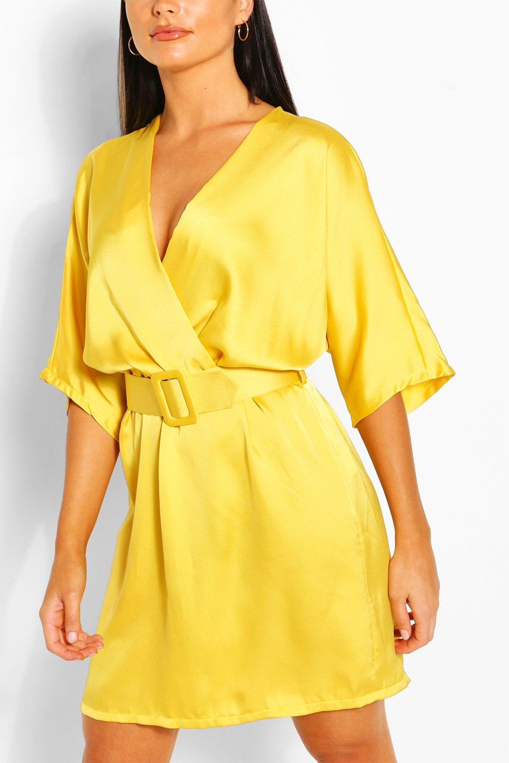 boohoo yellow skater dress