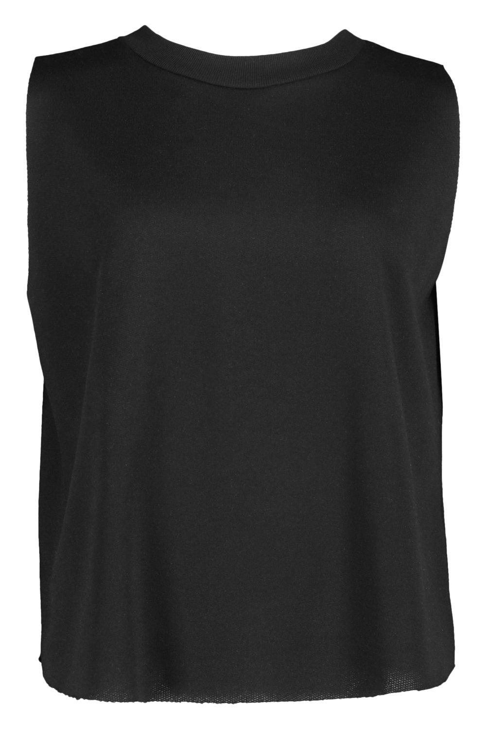 Black Jersey High Neck Tank Top