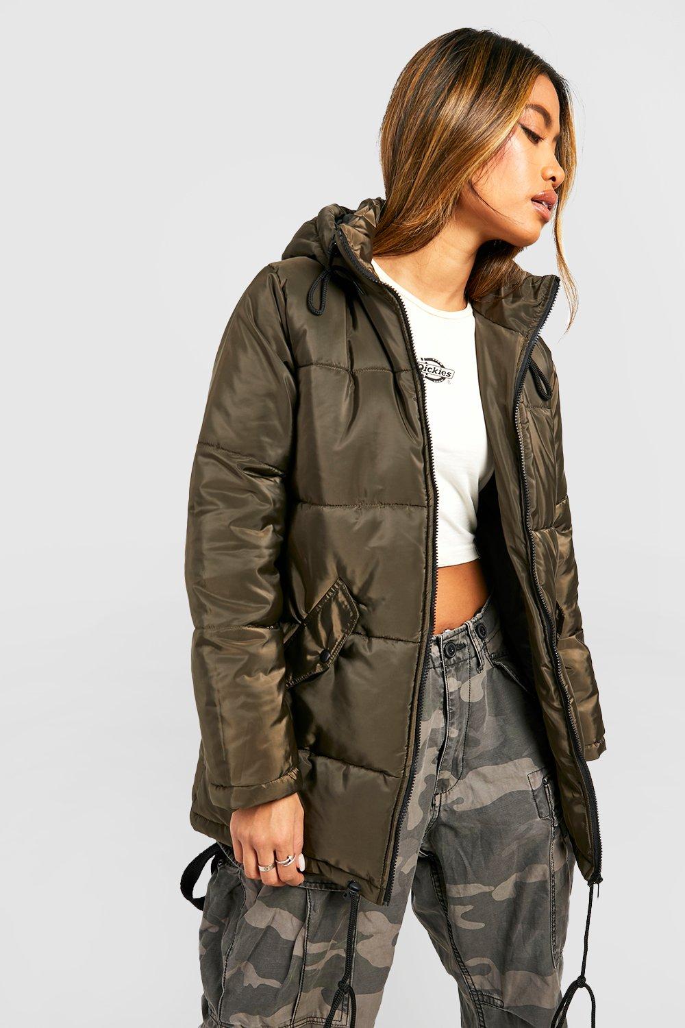 Longline puffer cheap jacket boohoo