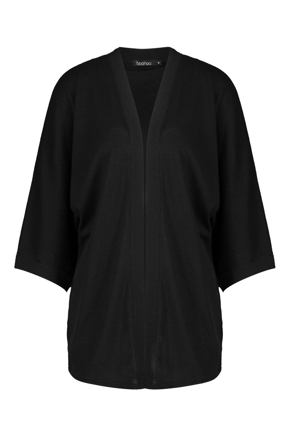 Rib Wide Sleeve Kimono boohoo CA