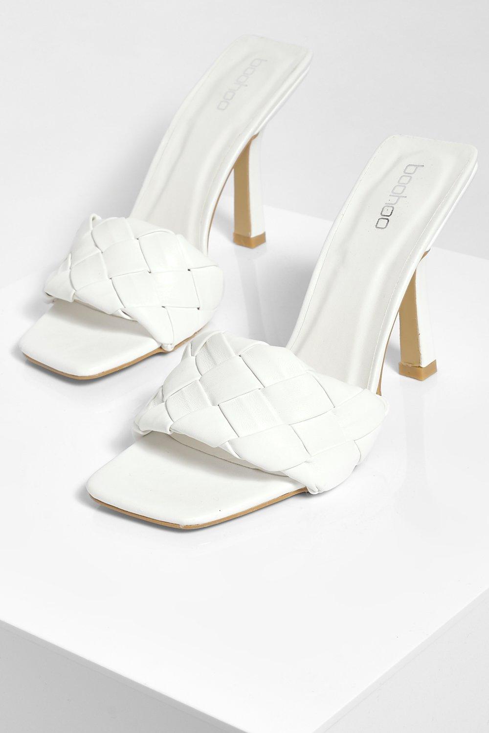 woven white mules