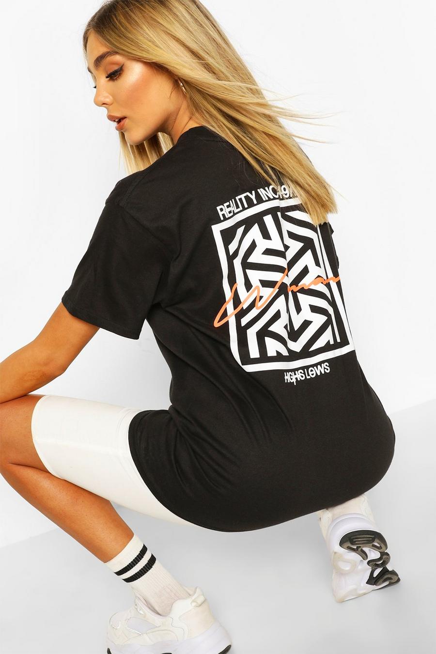 T-Shirt mit „Woman Geo“-Print, Schwarz image number 1