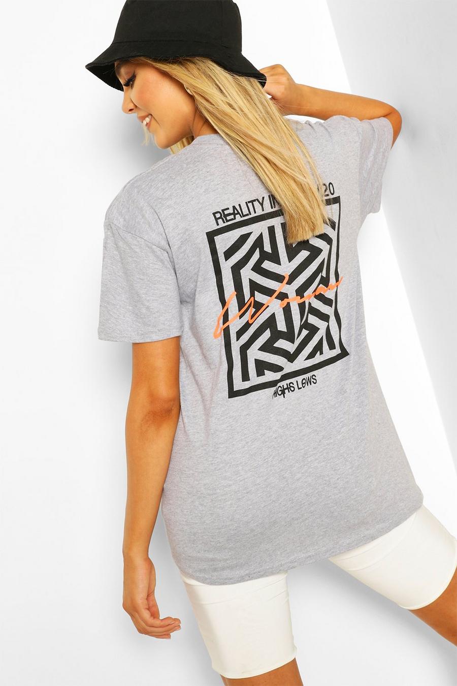 Grey marl Woman T-shirt med geometriskt tryck image number 1