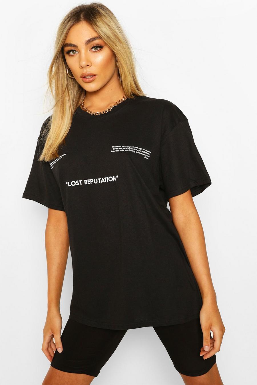 Black "Lost Reputation" T-shirt med slogan image number 1