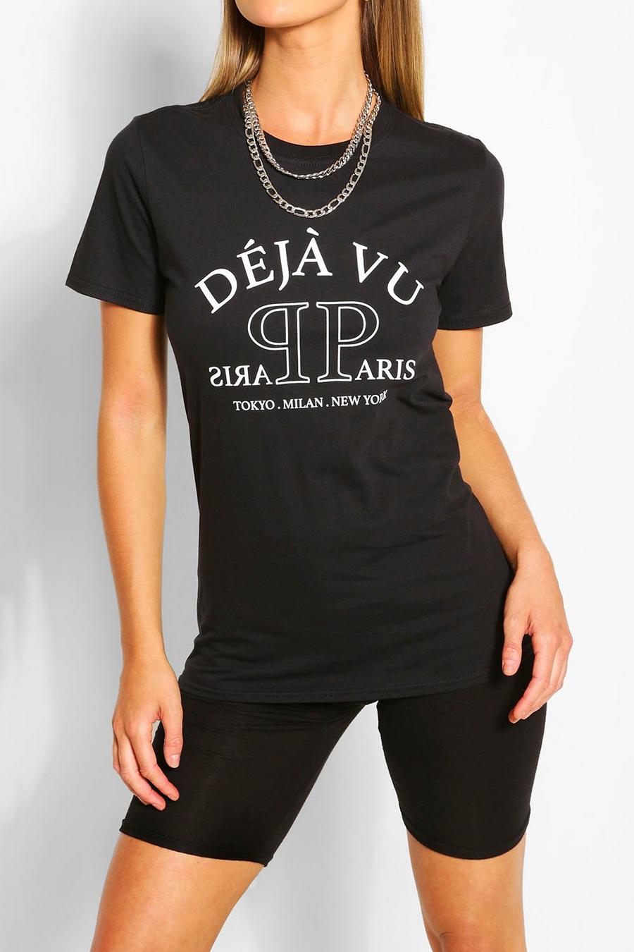 T-Shirt mit „Deja Vu“-Print, Schwarz image number 1