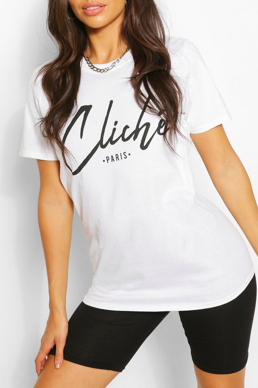 White Cliche Paris Printed T-Shirt image number 1
