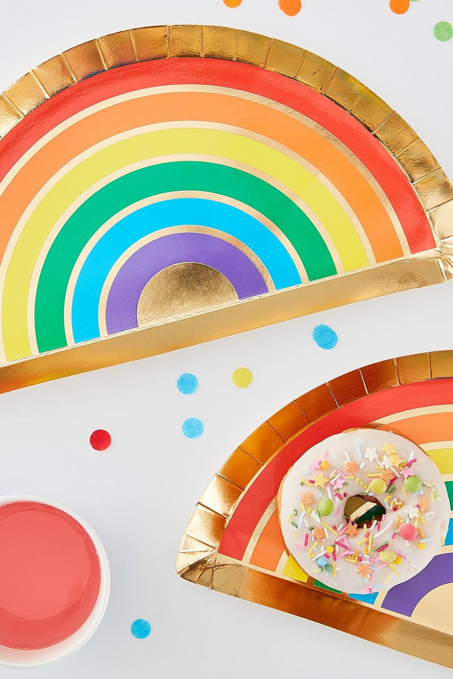 Pack de 8 platos de arcoíris de Ginger Ray, Multicolor image number 1