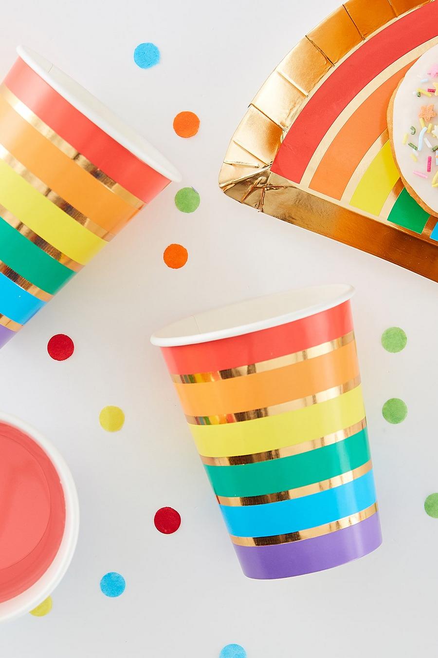 Pack de 8 vasos de arcoíris de Ginger Ray, Multicolor image number 1