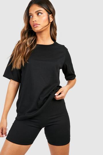 Oversized T-Shirt & Biker Shorts Set black