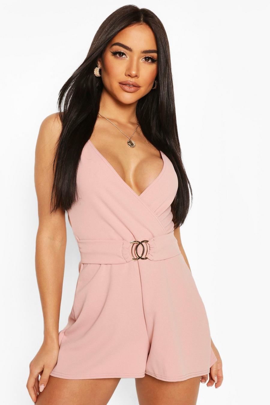 Wrap Front Strappy Playsuit, Blush rosa image number 1