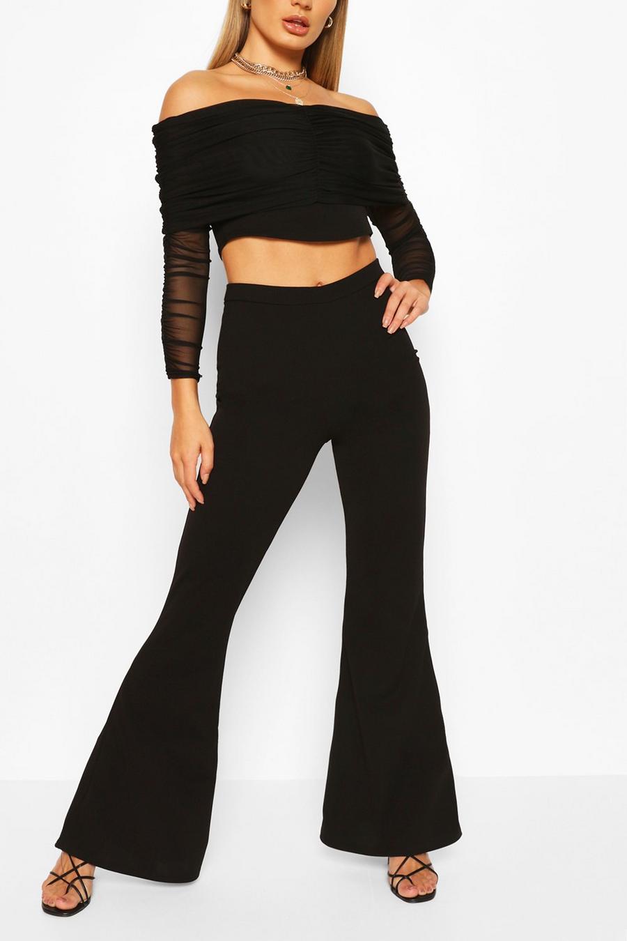 Mesh Bardot Ruched Top And Wide Leg Pants Co-Ord image number 1