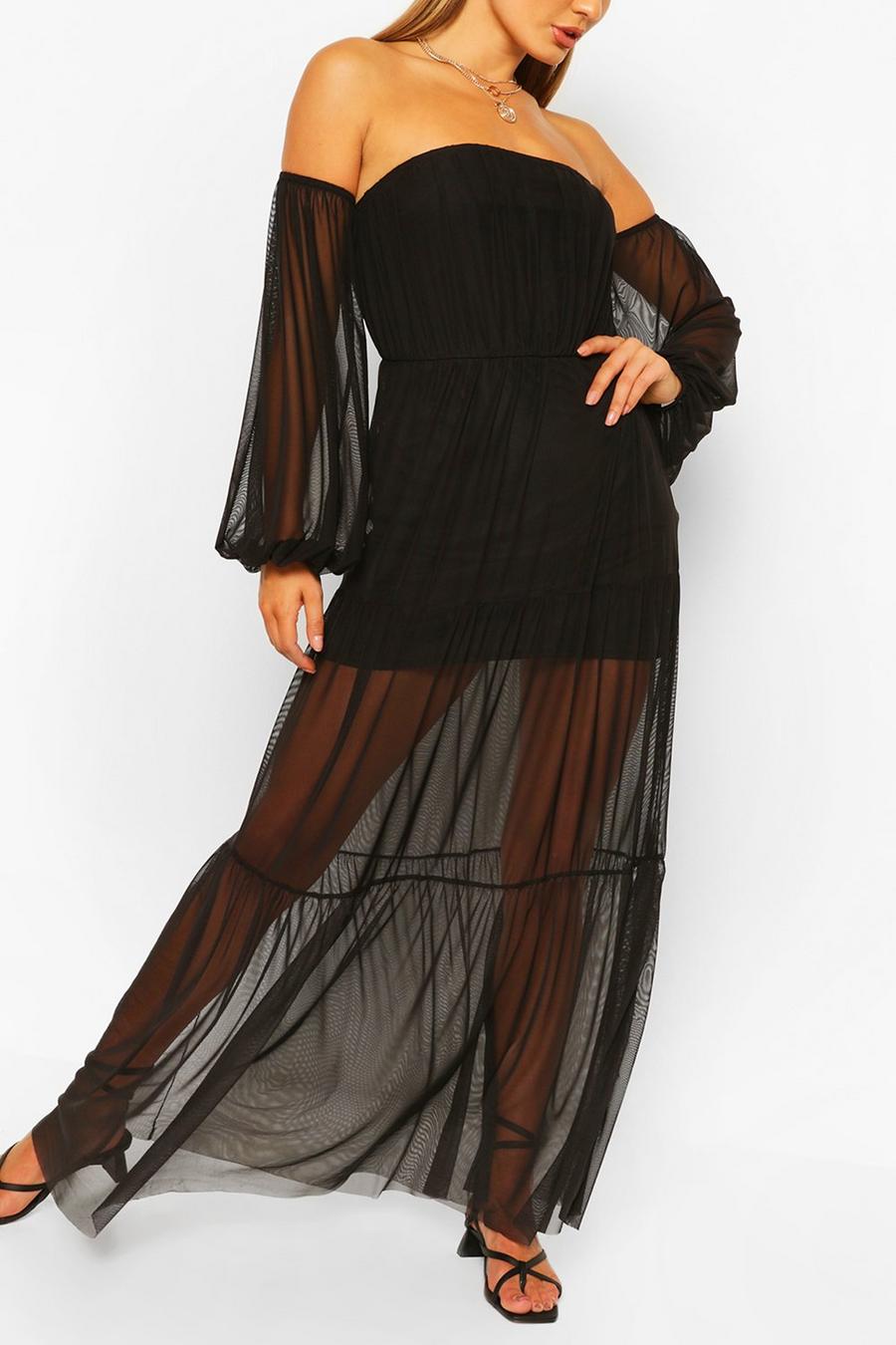 Off The Shoulder Teired Long Sleeve Maxi Dress image number 1