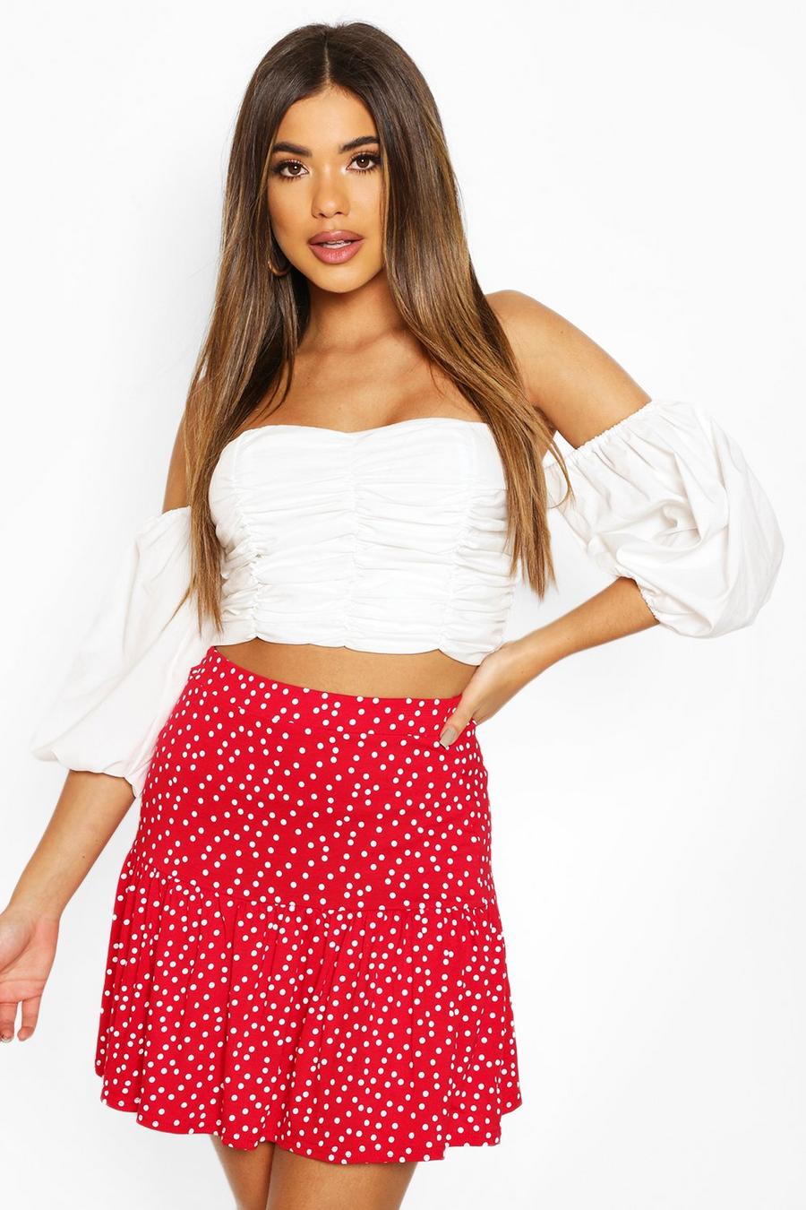 Polka Dot Drop Hem Mini Skirt image number 1