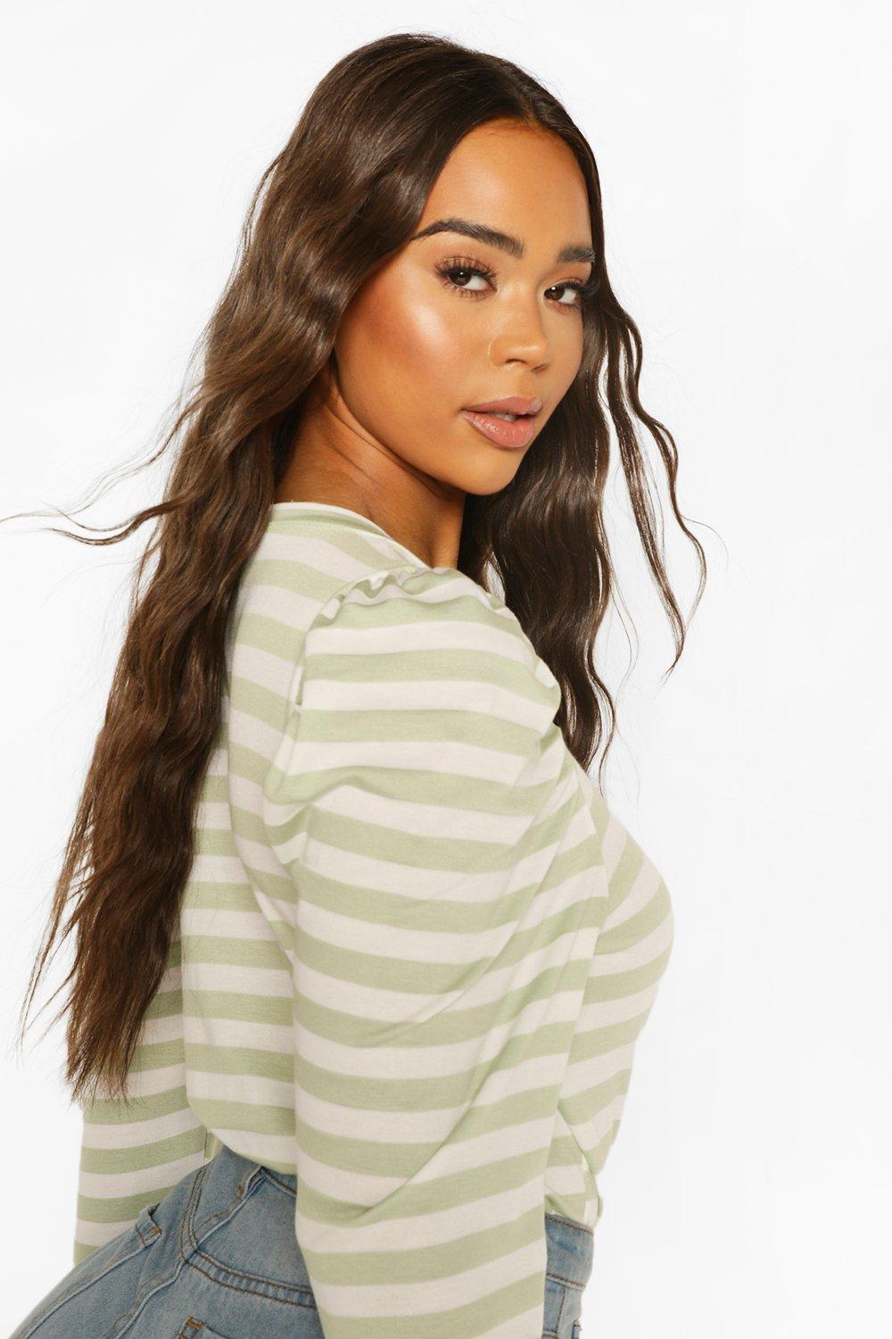 Striped Puff Sleeve Top