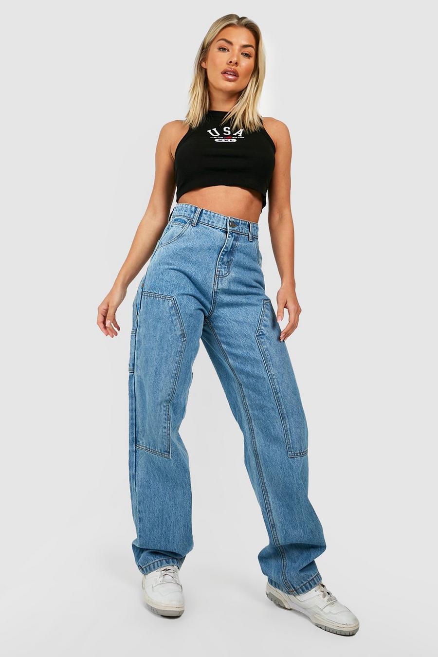 Light blue High Waisted Utility Dad Jeans