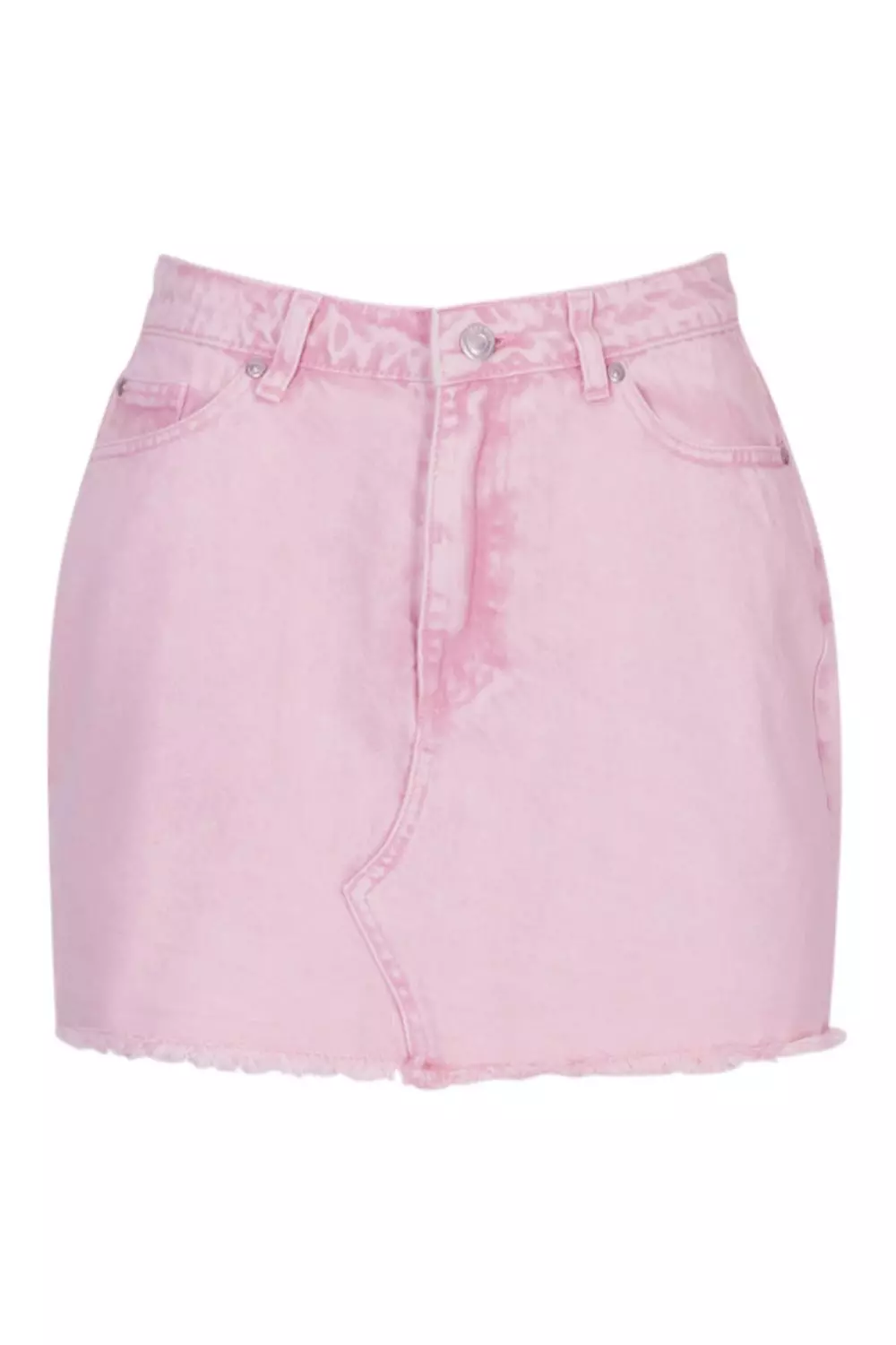 Pink acid outlet wash denim skirt