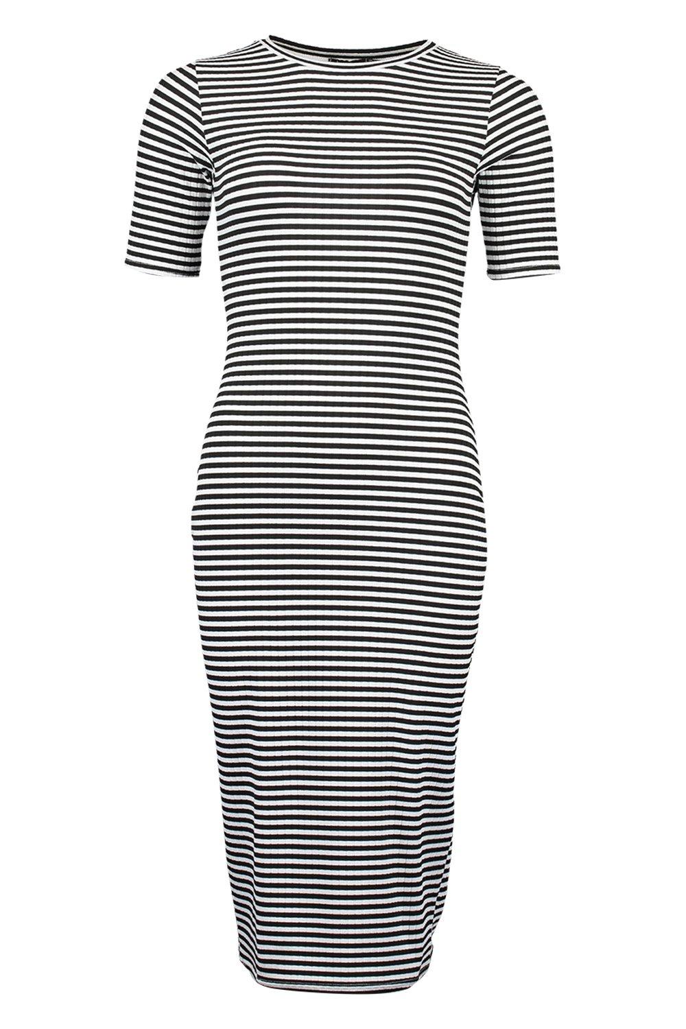 Dresses Online - Women Striped Black & White Printed Midi Dress - Urban  Wardrobe – UrbanWardrobe